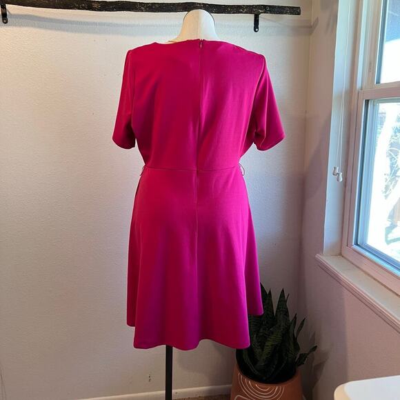 Beauticurve X Lane Bryant Pink Short Sleeve Fit & Flare Spring Dress Size 16 - Picture 6 of 15